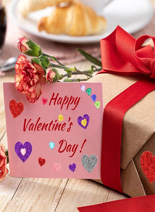 Natonhi ملصقات قلوب عيد الحب من ناتون هي، 872 قطعة، 3 أحجام، 5 ألوان، ذاتية اللصق، لامعة، على شكل قلب، مصنوعة من الفوم، مع أحجار كريمة، مثالية لتزيين الأطفال في عيد الحب. - Image 2